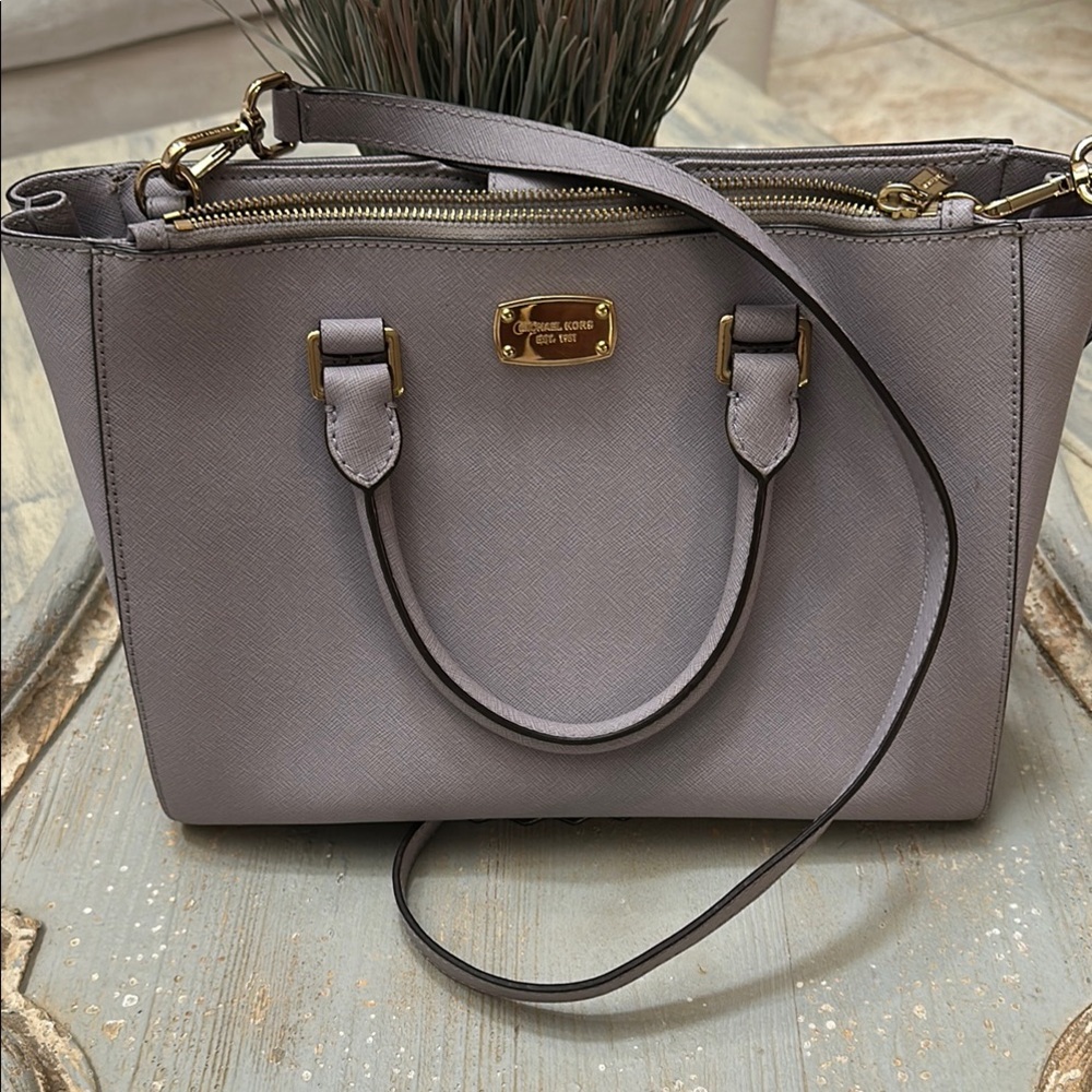 Michael Kors Lavender Satchel with Gold Accents